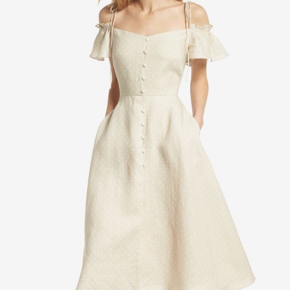 Gal Meets Glam Dresses & Skirts - Gal meets glam Colleen polka dot midi linen dress